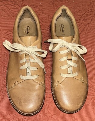Clarks Artisan Amberlee Crest Size 8M Tan Leather Oxford Lace Up Comfort  Shoes