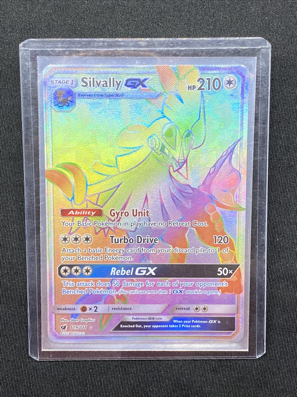 Crimson Invasion- 119/111 -Silvally GX - Rainbow Secret Rare Mint!