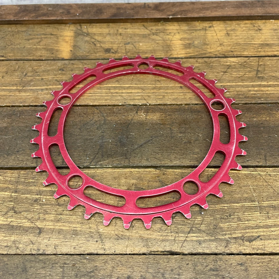 Corrente BMX Old School 39t vermelha 39 dentes 130 BCD vintage Shimano Takagi A4 - Imagem 3 de 4