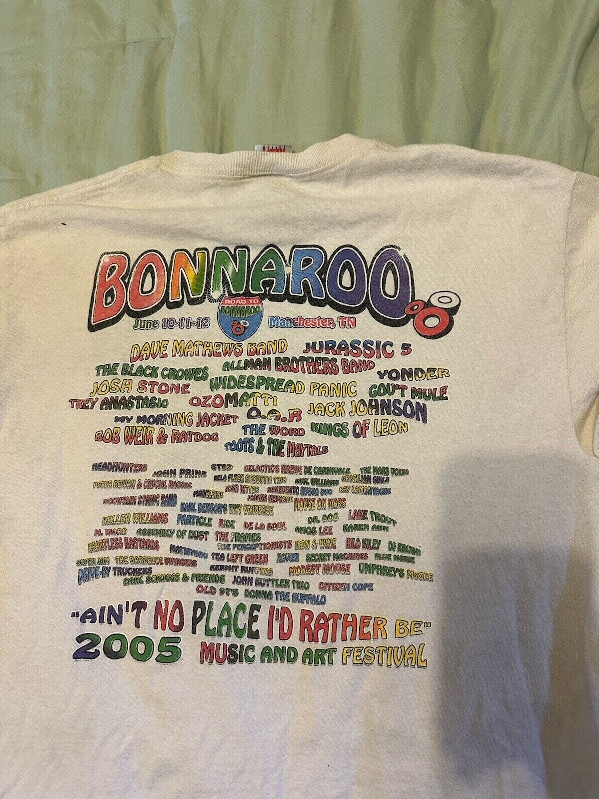 Vintage 2005 Bonnaroo Festival T-White Shirt back sided All size S-345XL 4HRT72