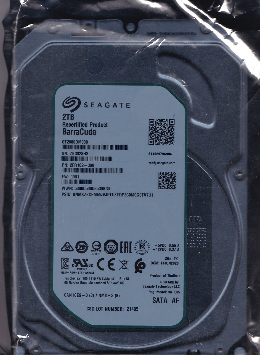 Seagate St2000dm008 Barracuda 2tb 3.5 SATA HDD 7200 256mb for sale