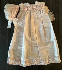 NWT Boutique Baby Biscotti Blush Dupioni Silk Gown Christening Baptism 3-9 M