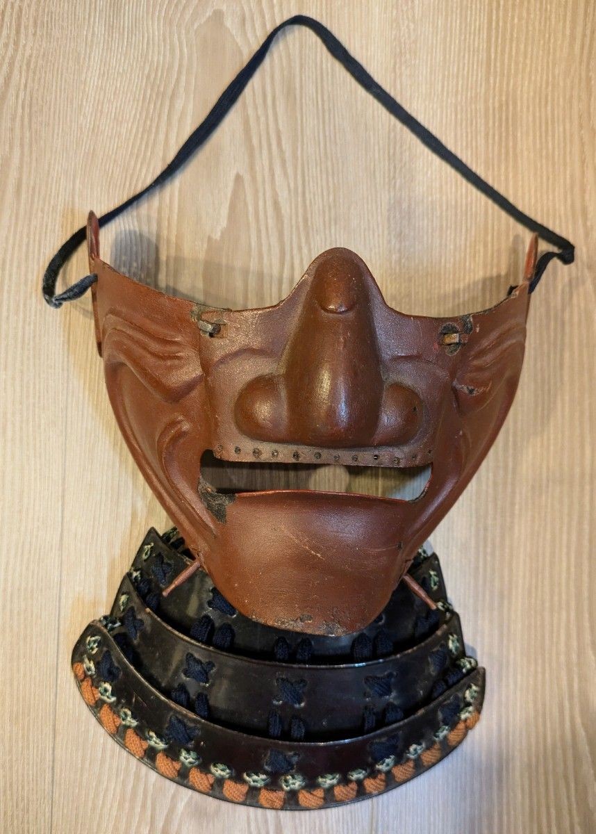 Edo Period Menpo Iron Face Mask Samurai Armor Mask Antique Bushido