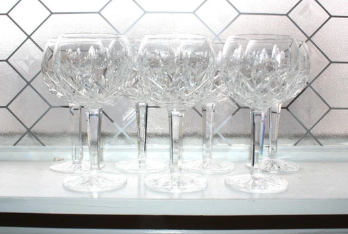 7 Vintage Waterford Crystal Lismore Balloon Wine Glasses with Boxes