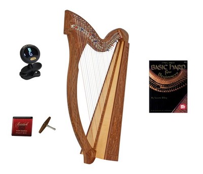 Roosebeck 29-String Minstrel Harp w/Chelby Levers + Play Book + Clip-on Tuner
