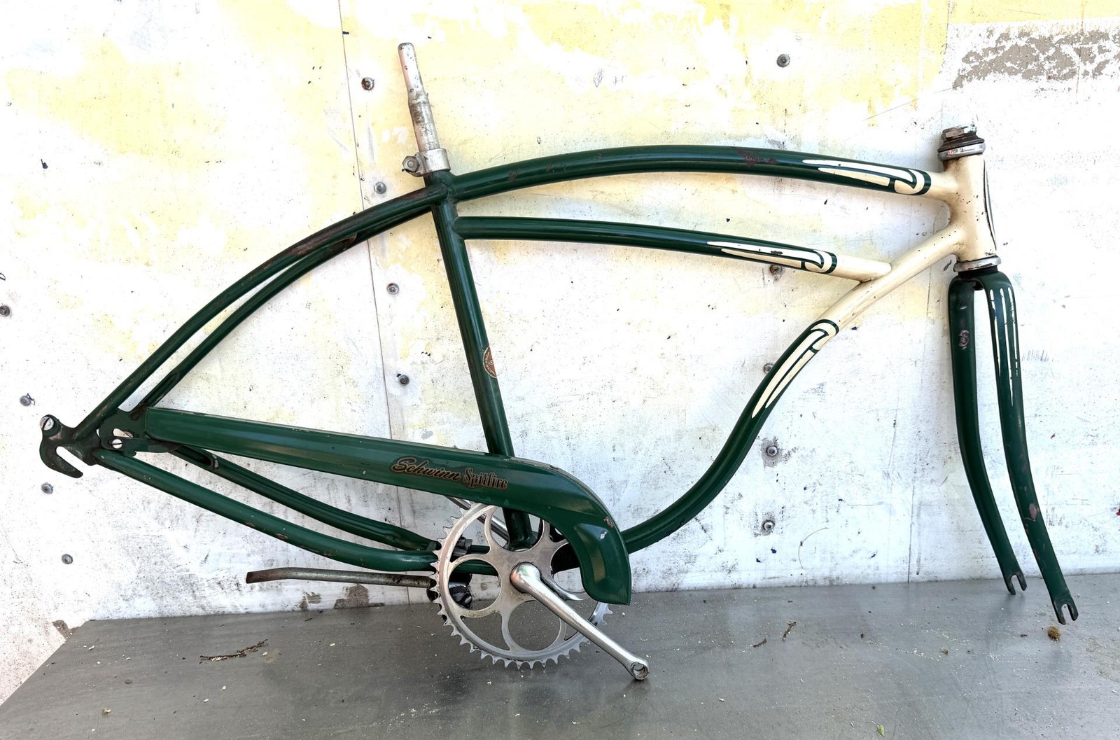 1954 Schwinn 24" SPITFIRE bicycle FRAME fork cranks guard Mi