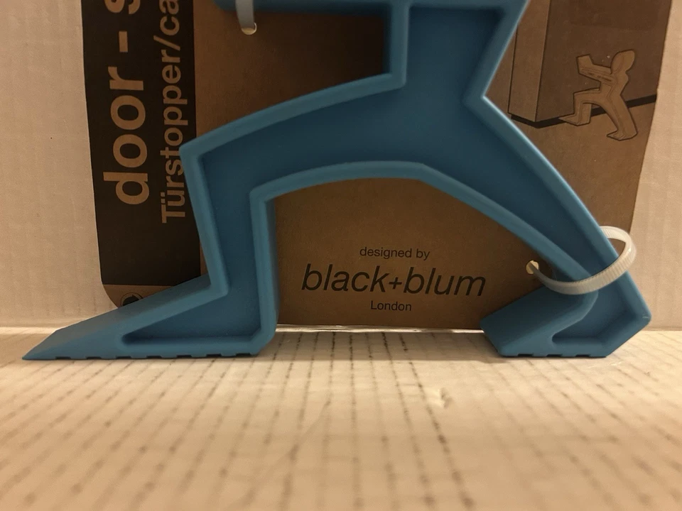 James o porteiro batente de porta de borracha azul projetado por preto + flor - Imagem 3 de 4