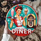 Retro Tin Metal Signs Home Décor Vintage Inspired Diner Round Wall Art Decor 8x8