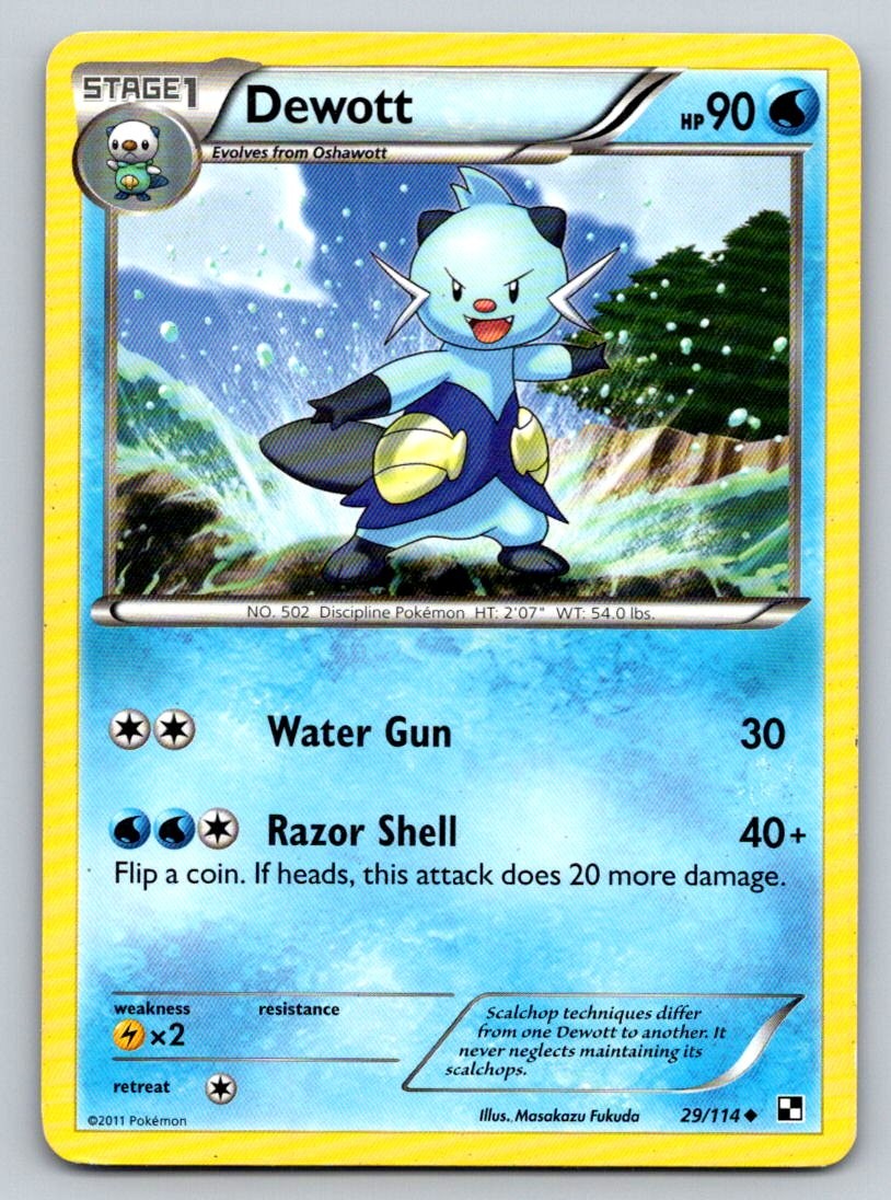 Dewott 29/114 Uncommon Black & White Pokemon Near Mint