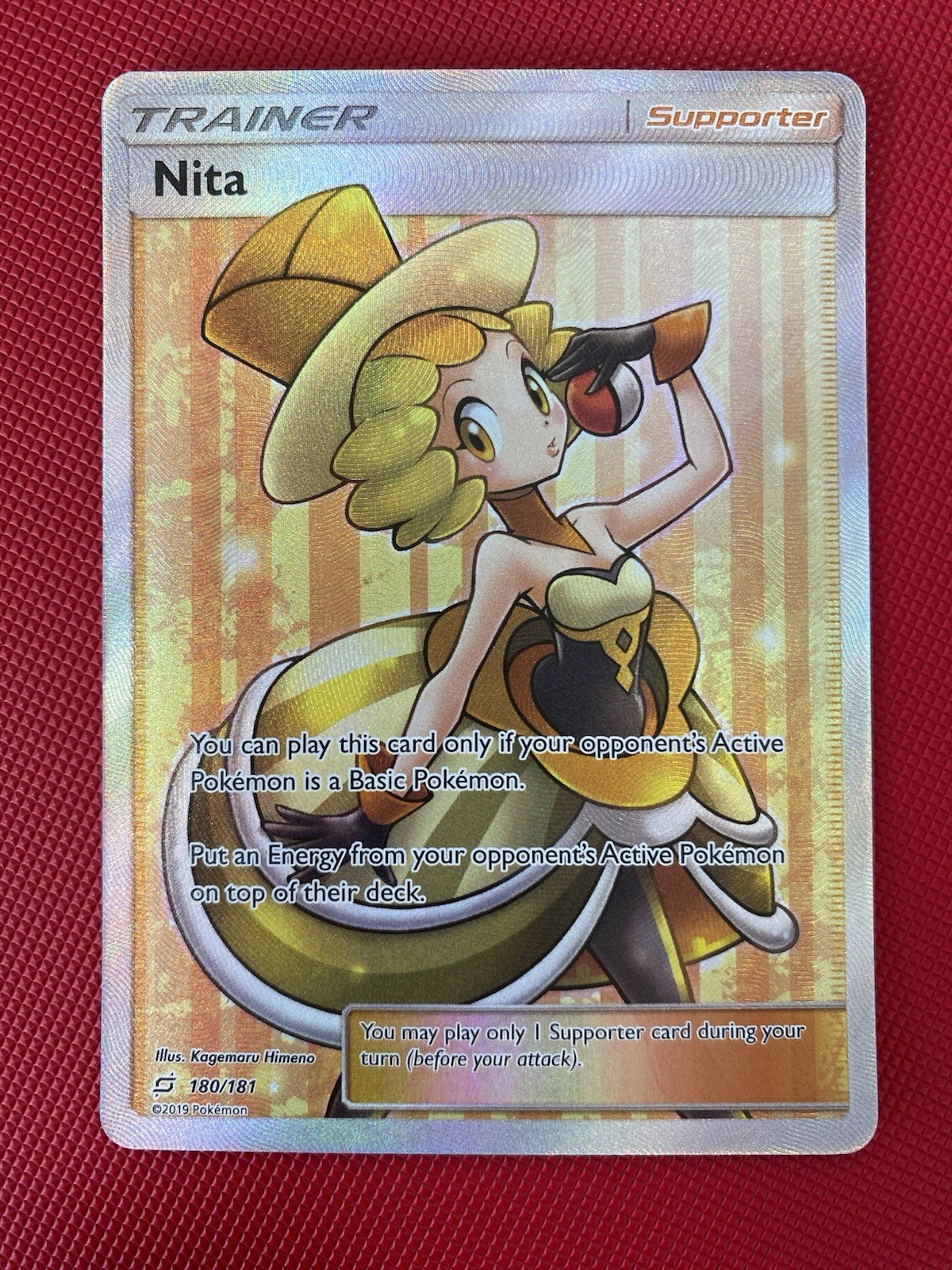 Pokemon TCG Card Nita 180/181 SM Team Up Ultra Rare Full Art Trainer