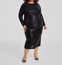 Nina Parker Women's Black Metallic-Ruched Dress Plus Sz 2X