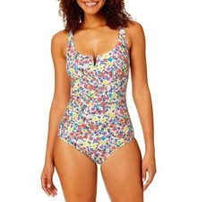 NEW Colorful Ditsy Floral Sz XS Removeable Pads Lined 1 Pc Swimsuit ANNE COLE