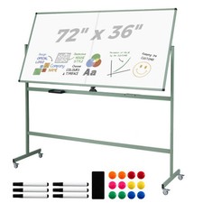 Costway Rolling Double-Sided Magnetic Whiteboard on Wheels with Stand and Alumin