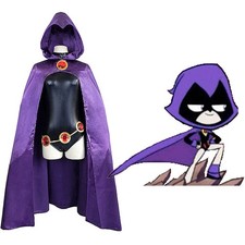Costume Halloween Teen Titans Raven cosplay mantello unitard donna Claok tute