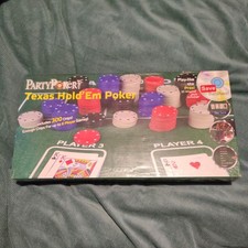 Party Poker Texas Hold'Em Poker Set with 300 Chips and DVD. 18+. Factory Sealed 