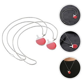  2 Pcs Table Tennis Necklace for Men Pendant Chain Men's Pendants