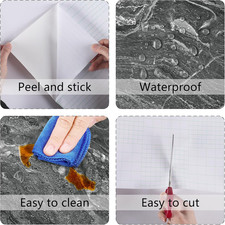 Silver Black Marble Contact Paper for Countertops Peel and Stick Wallpaper De...