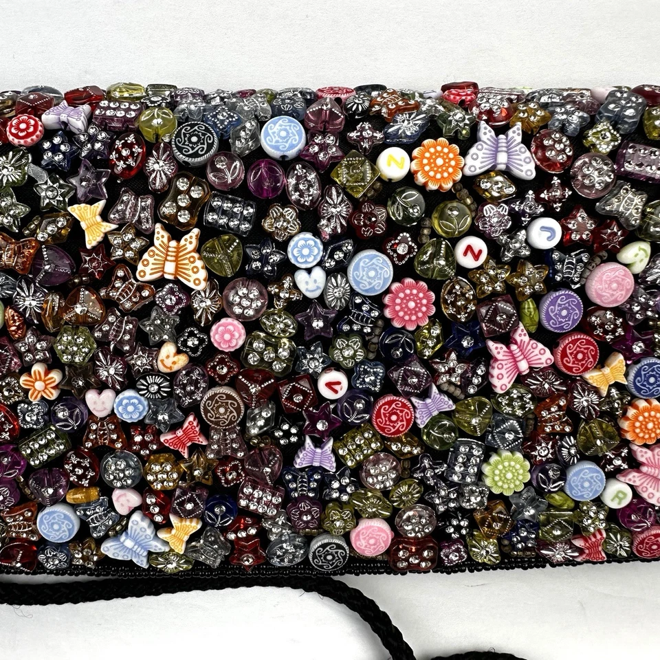 Sasha Beaded Crossbody Bag Black Hard Shell Handbag Purse - Image 2 of 4