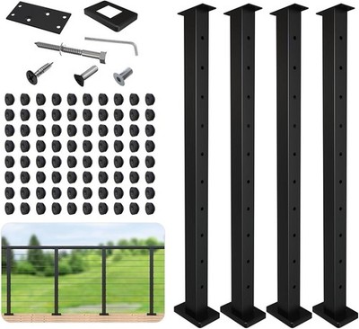 Level Drilled Cable Railing Post 36'' (35''X2''x2'')