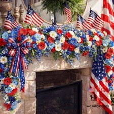 6 ft Red White Blue Garland 4th of July Patriotic Flower Independence Day