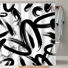 Shower Curtain 72Wx72H Inch 72"W x 72"L Pack of 1 Black White Abstract