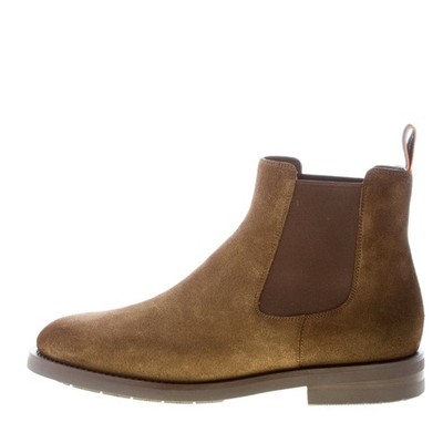 SANTONI Herren Schuhe Chelsea Stiefelette Wildleder grün Gummisohle