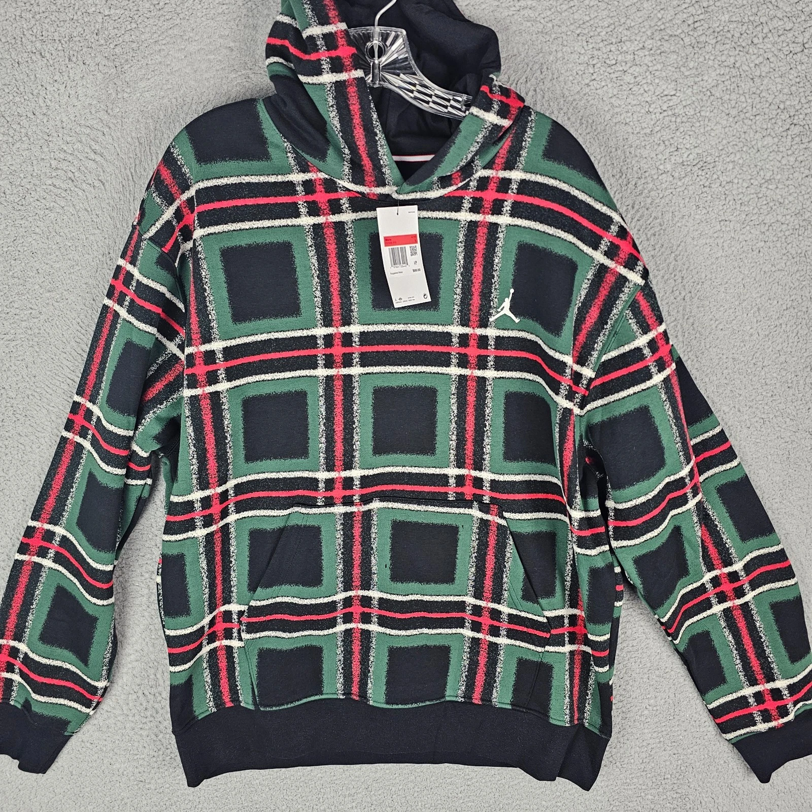 FV7458 Nike Air Jordan Essentials Men's Fleece Pullover Hoodie Plaid Size Large