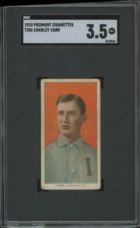 1909 T206 CHARLEY CARR VG+ PIEDMONT 350 SGC 3.5 INDIANAPOLIS INDIANS