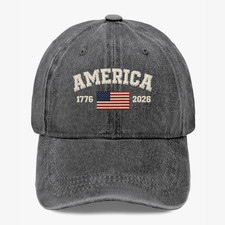 America 1776-2026 250 Years Anniversary Patriotic USA Flag Baseball Hat 7 Colors