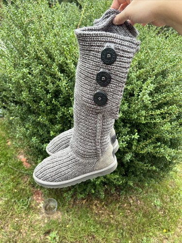 UGG S/N 5819 Gray Knit Cardy Boots Women Size 5 - Picture 8 of 11