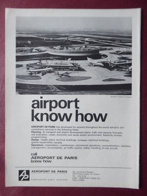 5/1976 PUB AEROPORT DE PARIS ADP FLUGHAFEN BEHÖRDE PLANUNG DESIGN OPERATION ANZEIGE