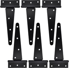 6-Pack Black T-Strap Hinges Heavy Duty Gate B...