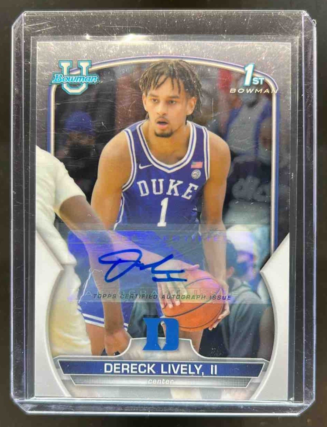 2022-23 Bowman Chrome University Dereck Lively II Prospect Auto #100 Blue Devils