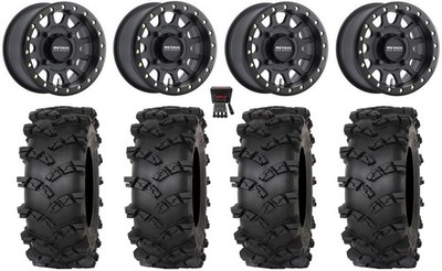Method 401 Bdlk 14'' Wheels Bk 4+3 28'' Outlaw M/T Tires Textron Wildcat XX