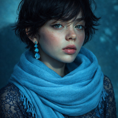 Lili Scarf Pashmina Shawl Wraps - Large Cashmere Blue Scarf 70 in X 26 in New