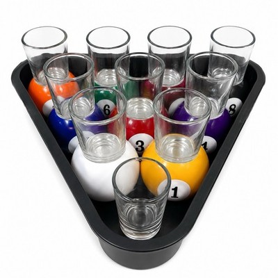 Vintage Pool Ball Shot Glass Set Man Cave Bar Billiard Table Final Touch RARE