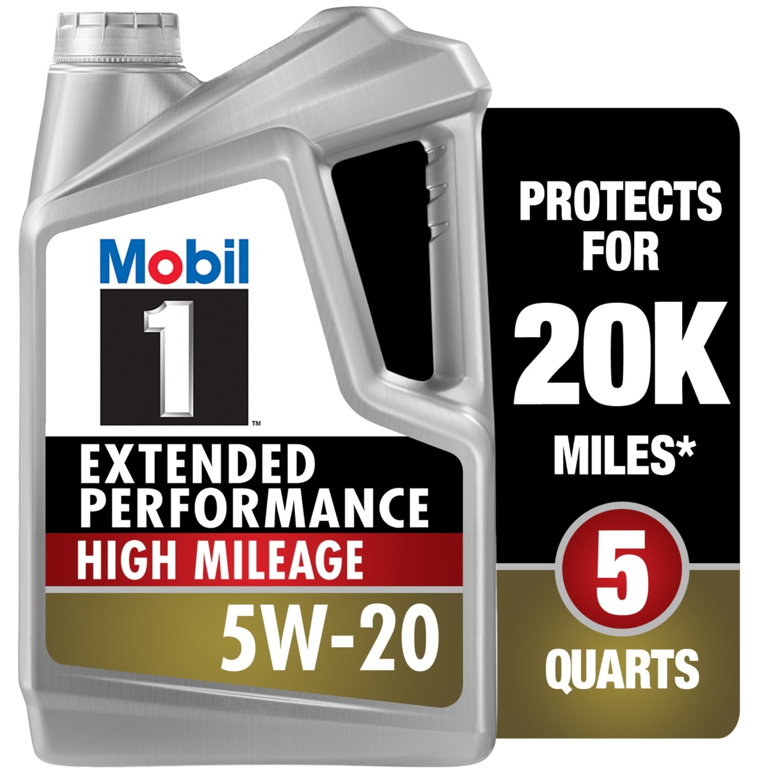 Mobil 1 Extended Performance High Mileage Full Synthetic Motor Oil 5W-20, 5 Quar
