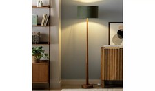 Habitat Tapered Wood Floor Lamp - Walnut & Green