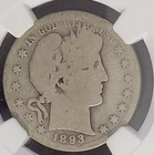 1893 S San Francisco Mint Barber Half Dollar NGC AG 3 Key Date