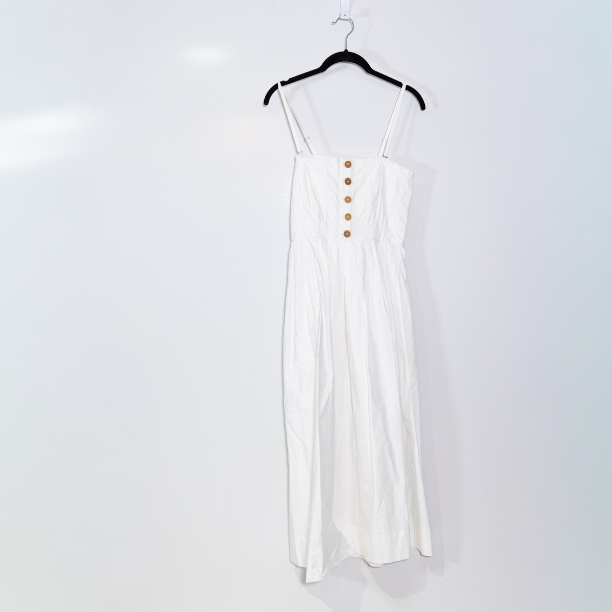 Free People Lilah Cotton Poplin Pleated Straight Line Tube Midi Dress White  S | eBay