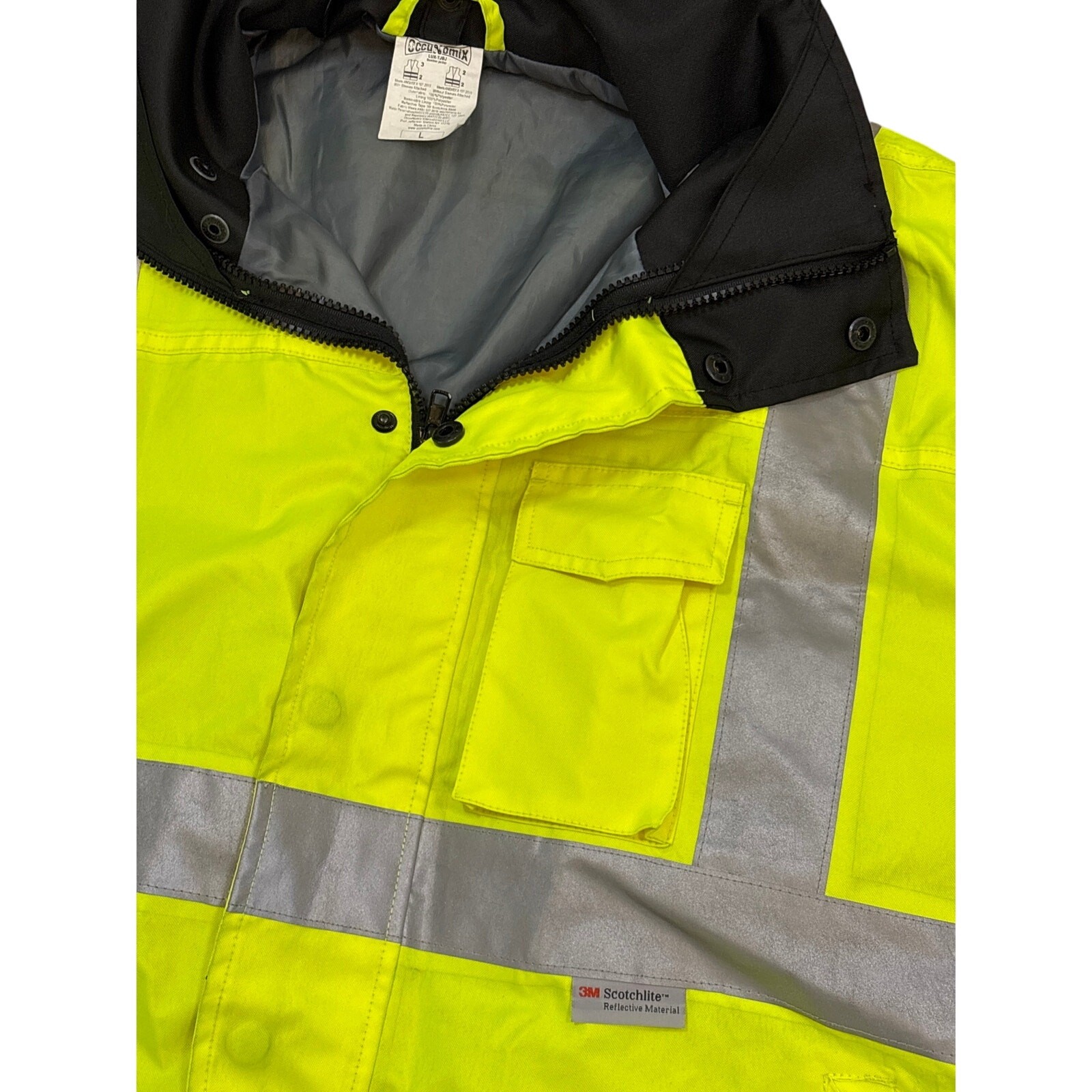OccuNomix LUX-TJBJ High Visibility 4-Way Bomber Jacket neon yellow workwear L - second product detail image