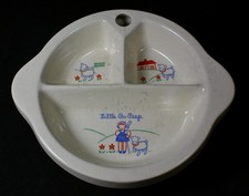 Vintage Excello Little Bo Peep Divided Hot Water Baby Feeding Dish 1946