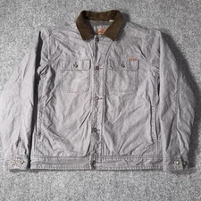 Woolrich Canvas Sherpa Lined Trucker Jacket Mens Large Barn Chore Coat Work