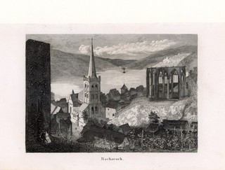 Bacharach Werner Kapelle Rhein Original Stahlstich 1838