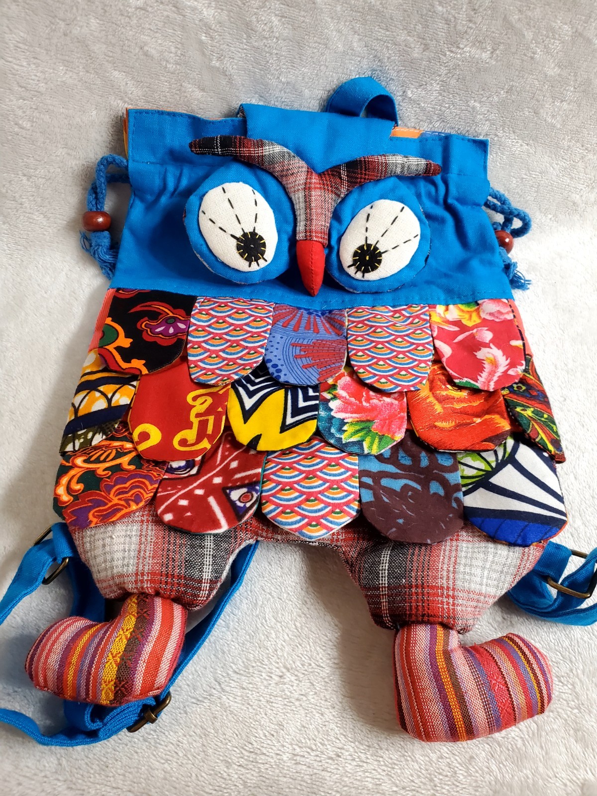 Handmade Owl Patchwork Multi-colored And Multi Pa… - image 1