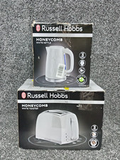 Russell Hobbs Honeycomb White Set 1.7 Litre Kettle 26050 & 2 Slice Toaster 26060