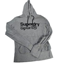Superdry Sport Hoodie Pullover Grey Logo Hooded Sweatshirt Men's M