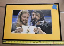 Dave Grohl & Taylor Hawkins signed Grammy Awards Press Photo.  COA, Framed