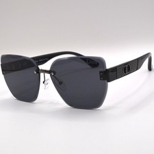 Dior Women Rimless Sunglasses Black Gunmetal Oversized 62mm New
