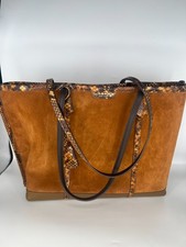 Tory Burch Suede  Snake-Embossed Leather Tote Bag